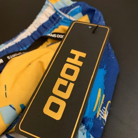 HodoSports Men's Multi-Colored Blue/Yellow/White Swim Trunks XXL NWT - Picture 4 of 5